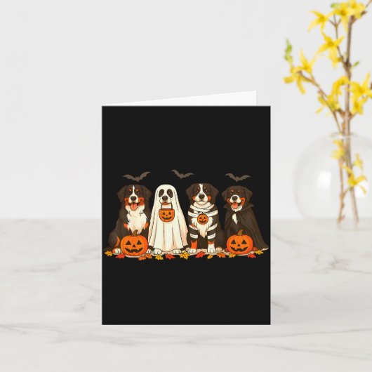 Carte Halloween Bernese Mountain Dog Ghost Soky Bernese (Fleur jaune)