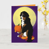 Carte Halloween bernois Mountain Dog (Fleur jaune)