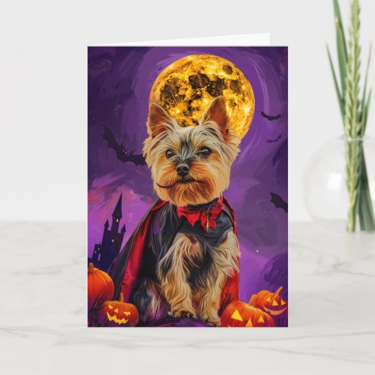 Carte Halloween Biewer Terrier Chien Citrouille peur (Devant)