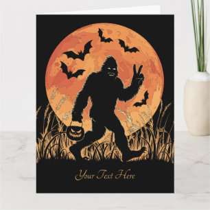 Carte Halloween Bigfoot Orange et Noir Personnalisable