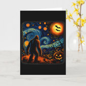 Carte Halloween Bigfoot Starry Night Van Gogh Sasquatch (Fleur jaune)