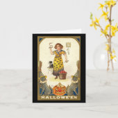Carte Halloween Black Cats Citrouille sorcière Vintage (Fleur jaune)