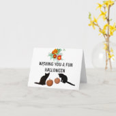 Carte Halloween Black Kittens Orange Citrouilles Marigol (Fleur jaune)