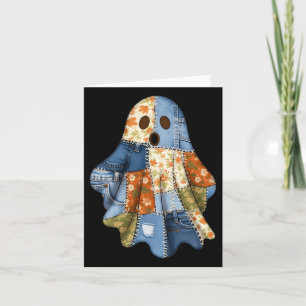 Carte Halloween Blue Denim Boo Ghost Floral Coquette Fal
