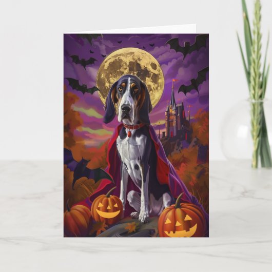 Carte Halloween Bluetick Coonhound Chien Citrouille peur (Devant)
