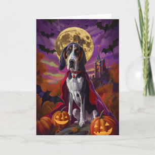 Carte Halloween Bluetick Coonhound Chien Citrouilles Épo