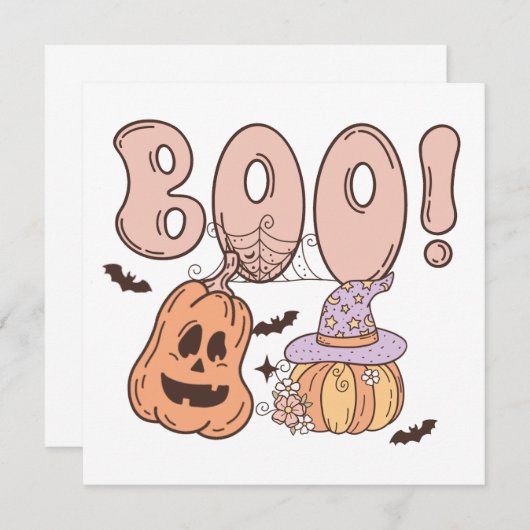 Carte Halloween Boo (Devant / Derrière)