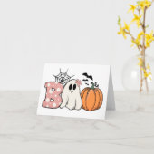 Carte Halloween Boo Ghost Citrouille Bats Cobweb (Fleur jaune)