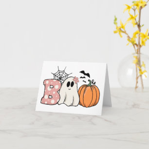 Carte Halloween Boo Ghost Citrouille Bats Cobweb