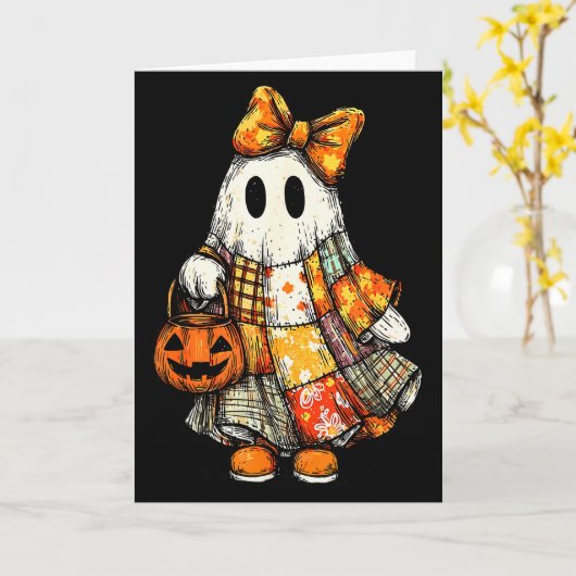 Carte Halloween Boo Ghost Patchwork Quilter Quilting Sew (Fleur jaune)