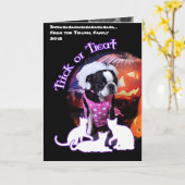 Carte Halloween - Boston Terrier - Georgia (Fleur jaune)