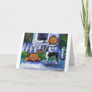 Carte Halloween Boston Terrier mischief