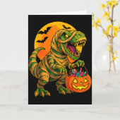 Carte Halloween Boys Dinosaur Mummy T Rex Y Pumpkin Moon (Fleur jaune)
