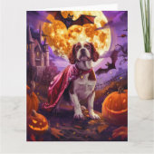 Carte Halloween Brittany Spaniel Vampire Citrouilles Eff (Devant)