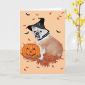 Carte Halloween Bulldog anglais (Fleur jaune)