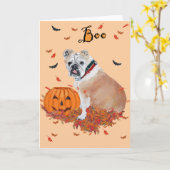 Carte Halloween Bulldog anglais (Fleur jaune)