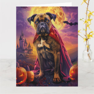 Carte Halloween Bullmastiff Vampire Citrouilles Épouvant