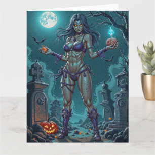 Carte Halloween Cadeau ou Petite Amie Zombie avec des Ce