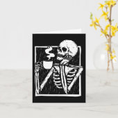 Carte Halloween café boire squelette crâne (Fleur jaune)