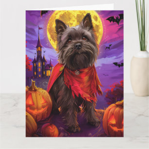 Carte Halloween Cairn Terrier Vampire Citrouilles effroi