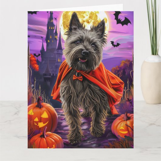 Carte Halloween Cane Corso Vampire Citrouilles effroi (Devant)