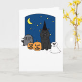 Carte Halloween caniche (Fleur jaune)
