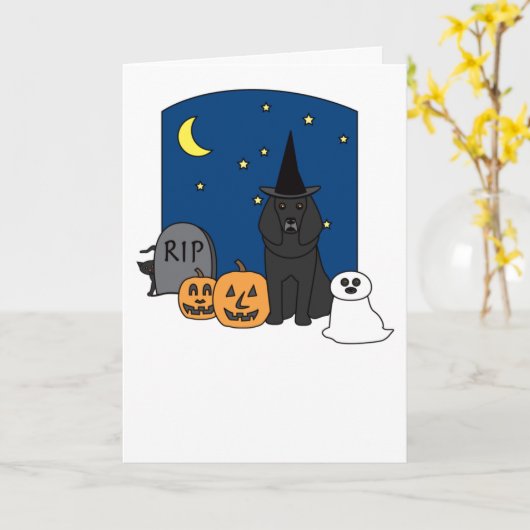 Carte Halloween caniche (Fleur jaune)