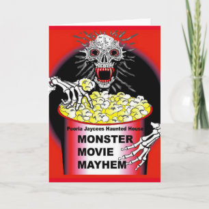 Carte Halloween Card Skeleton Eating Buttered Popcorn