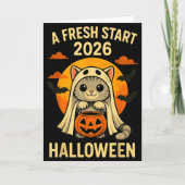 Carte Halloween Cat Ghost Graphic - Fresh Start 2026  (Devant)