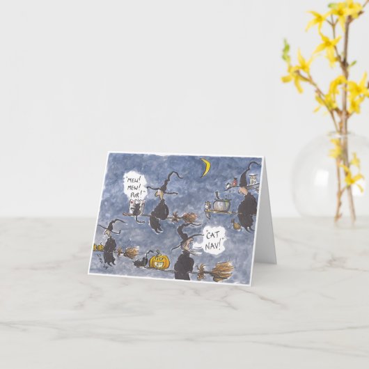 Carte Halloween Cat Nav (Fleur jaune)