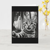 Carte Halloween Cat Selfie With Soky Ghost  (Fleur jaune)