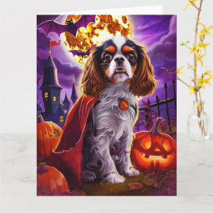 Carte Halloween Cavalier King Vampire Citrouilles effray