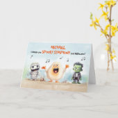 Carte Halloween chanter des monstres de musique (Fleur jaune)