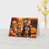 Carte Halloween Chat, Carte Chat Halloween (Fleur jaune)