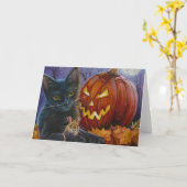 Carte Halloween Chat et Souris No. 2 Aquarelle Art (Fleur jaune)