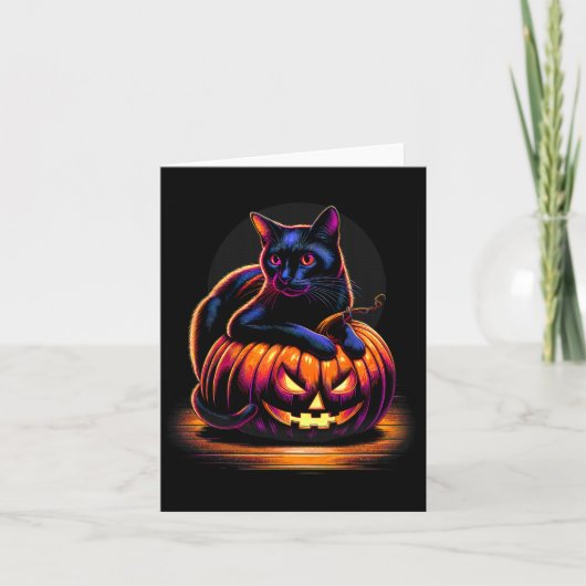 Carte Halloween Chat femmes Funny Citrouille d'automne A (Devant)