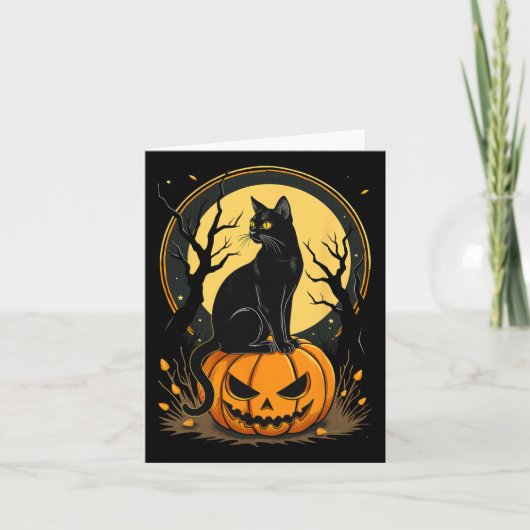 Carte Halloween Chat femmes Funny Citrouille d'automne A (Devant)