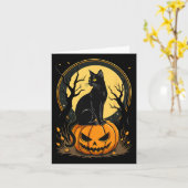 Carte Halloween Chat femmes Funny Citrouille d'automne A (Fleur jaune)