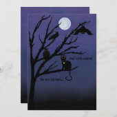 Carte Halloween chat-hibou-corbeau-chauve-souris-n (Devant / Derrière)