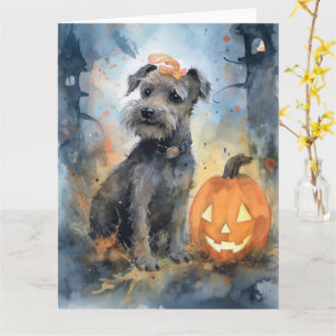 Carte Halloween Chesapeake Bay Terrier Avec Citrouilles