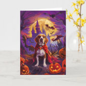 Carte Halloween Chien Beagle Citrouille peur (Fleur jaune)