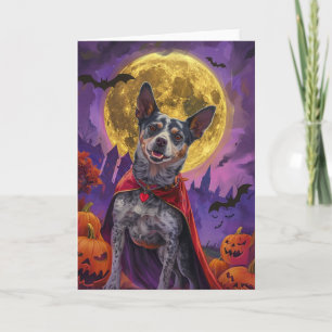 Carte Halloween Chien de bétail australien Citrouille pe