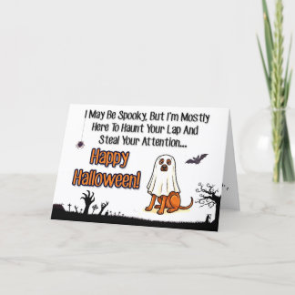 Carte Halloween Chien Fantôme Mignon pour les Amou