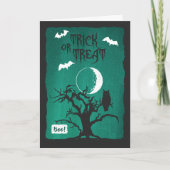 Carte Halloween Chouette Crochée Arbre Chouette Lune Cha (Devant)
