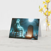 Carte Halloween cimetière avec l'homme fantôme (Fleur jaune)