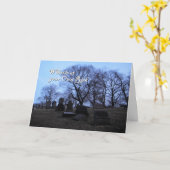 Carte Halloween, cimetière Éffrayant, siffler à ses risq (Fleur jaune)