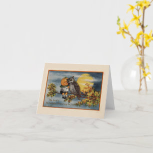 Carte Halloween Citrouille Boy Owl Branche Arbre Lune Vi