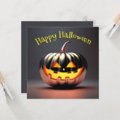 Carte Halloween Citrouille brillant (Devant/Arrière en situation)