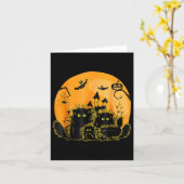 Carte Halloween Citrouille Chat Noir Lune (Fleur jaune)