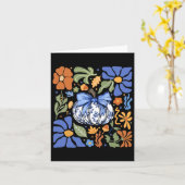 Carte Halloween Citrouille Chinoiserie Bleu &amp; Blanc  (Fleur jaune)